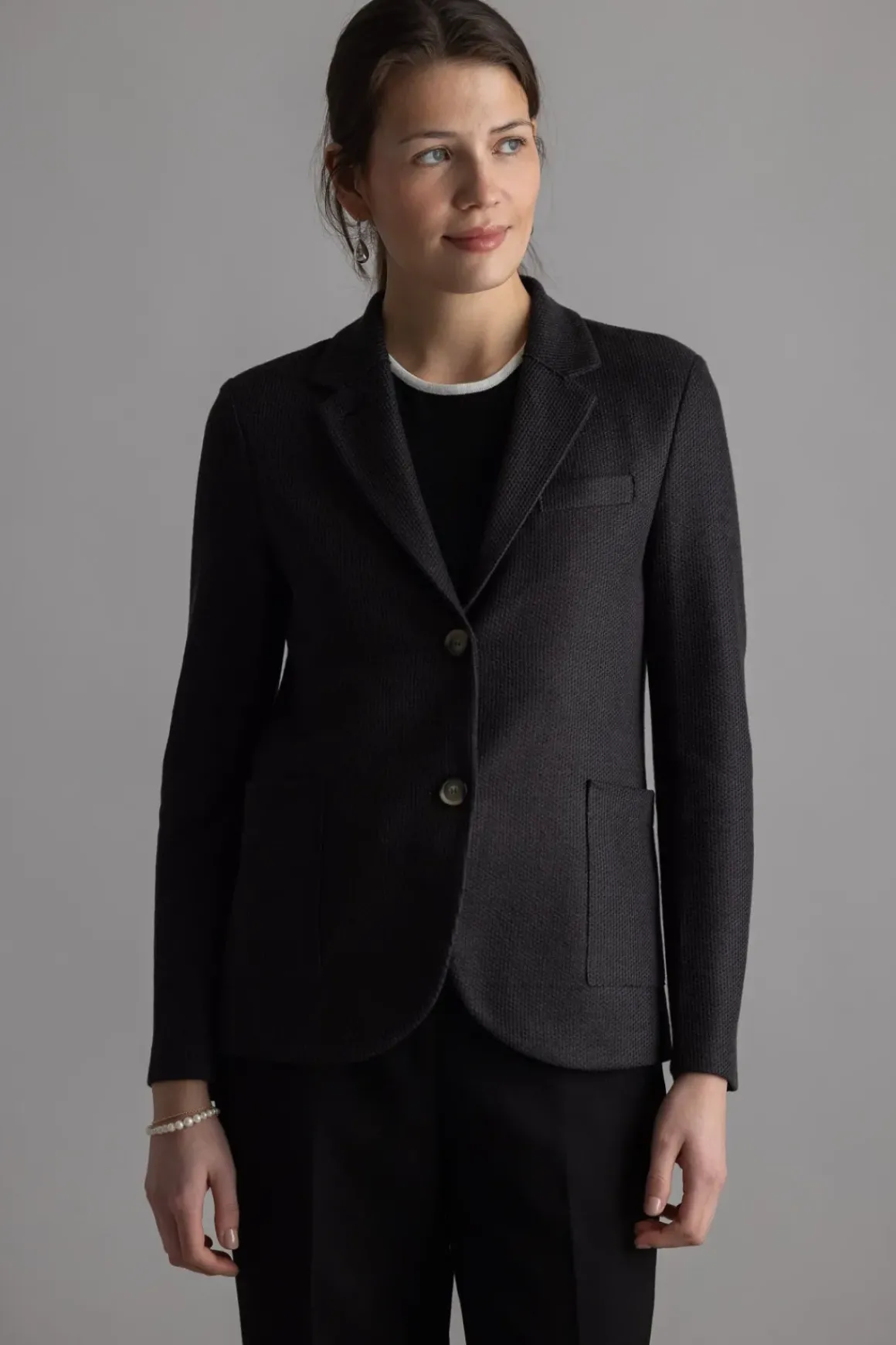 Blazer - Stand Up Collar Linen Honeycomb