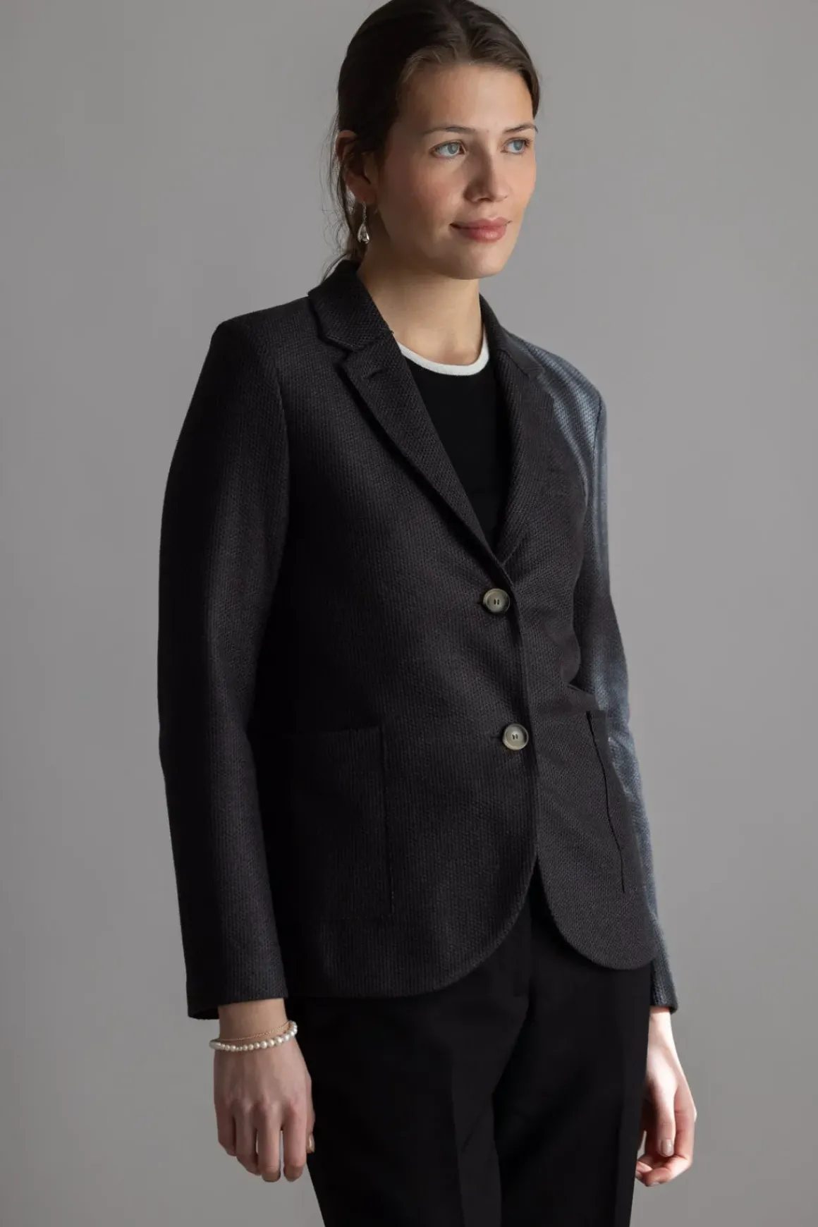 Blazer - Stand Up Collar Linen Honeycomb