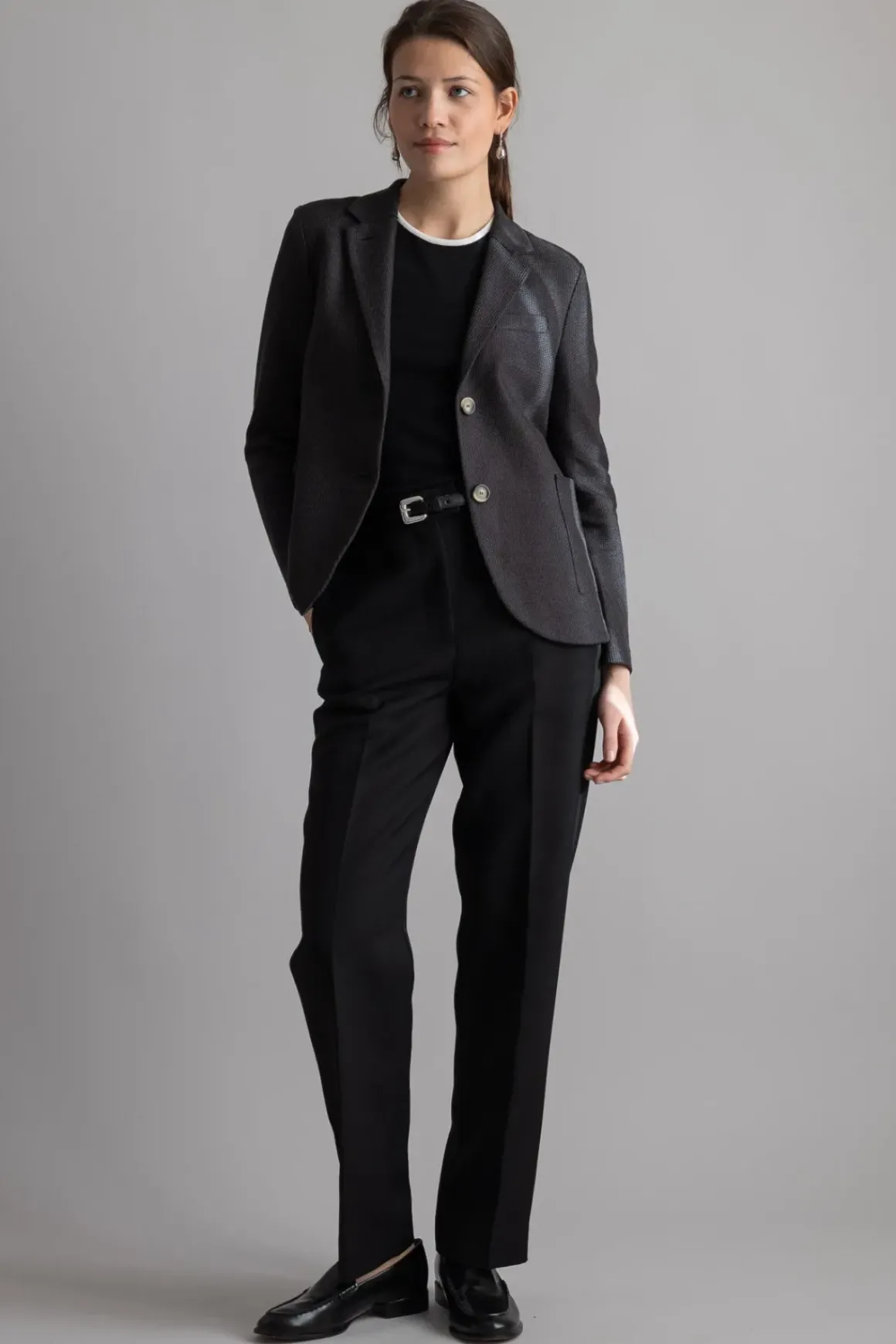 Blazer - Stand Up Collar Linen Honeycomb