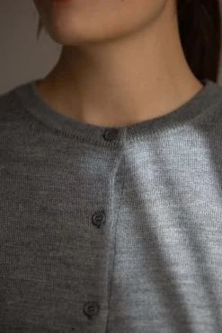 Cardigan - Classic Merino Cardigan Gray Melange