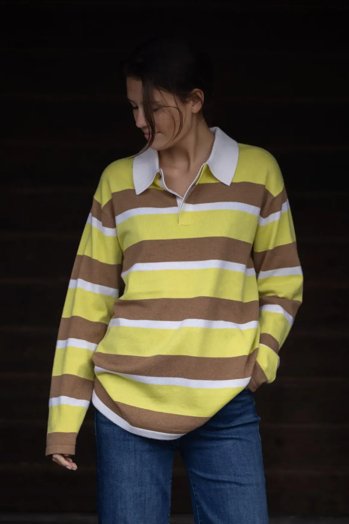 Genser - Striped Rugby Lemon/Almond