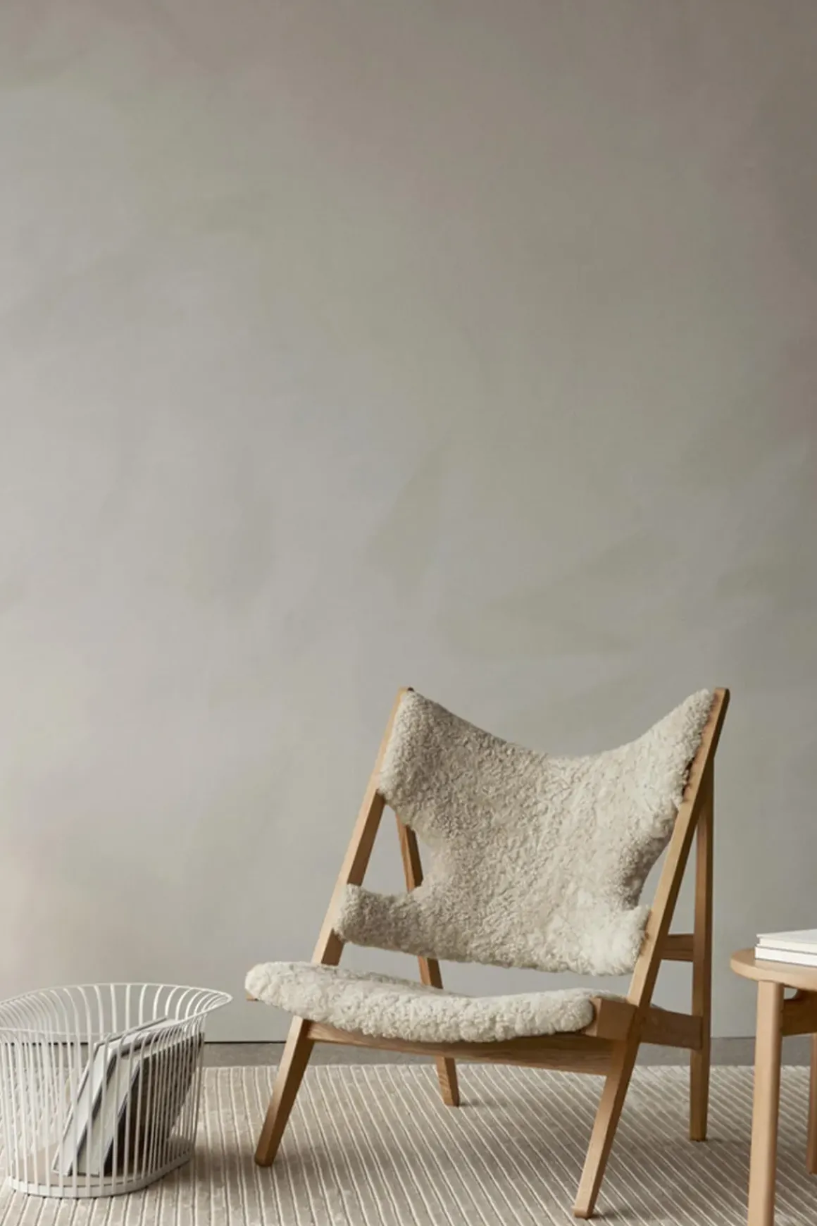 Lenestol - Knitting Lounge Chair, Natural Oak, Sheepskin Natur