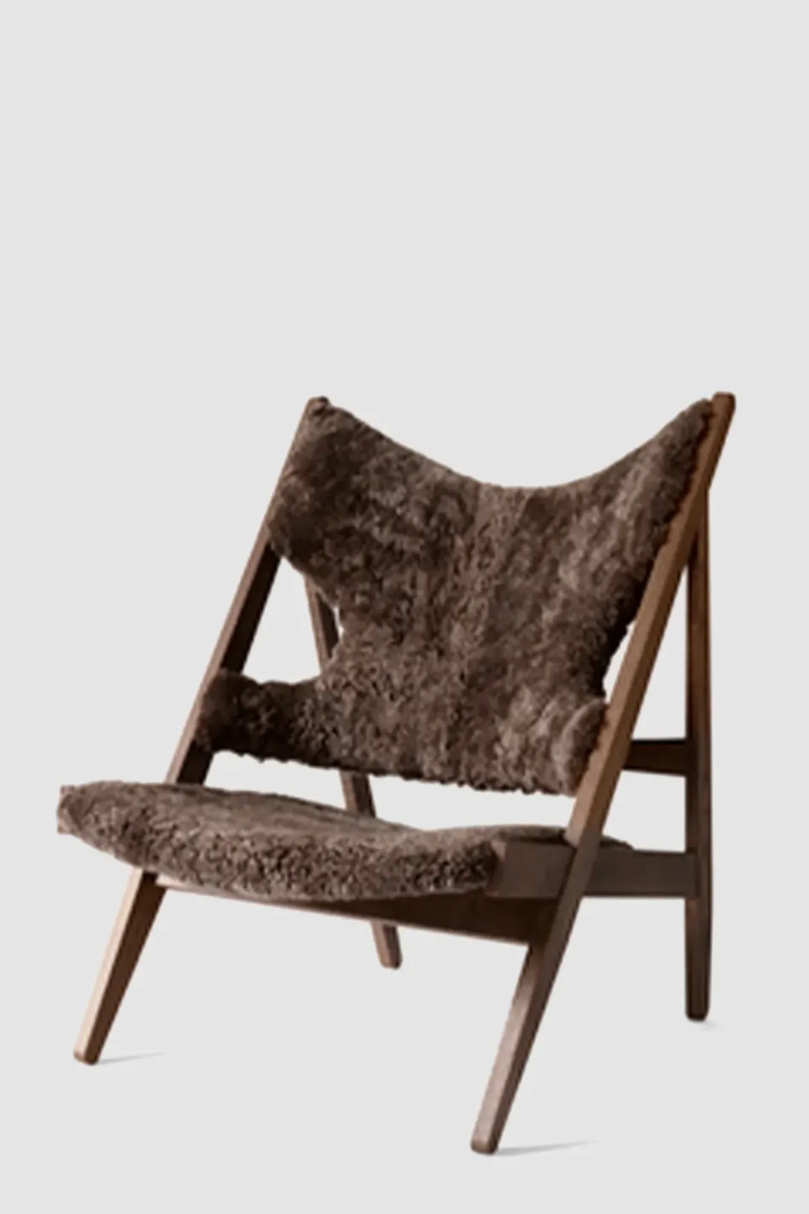 Lenestol - Knitting Lounge Chair, Dark Stained Oak, Sheepskin Root