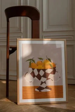 Plakat - Lemons u0026 Oranges in Checkered Vase A4