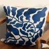 Putetrekk - Leaves Embroidered 48x48cm Blue