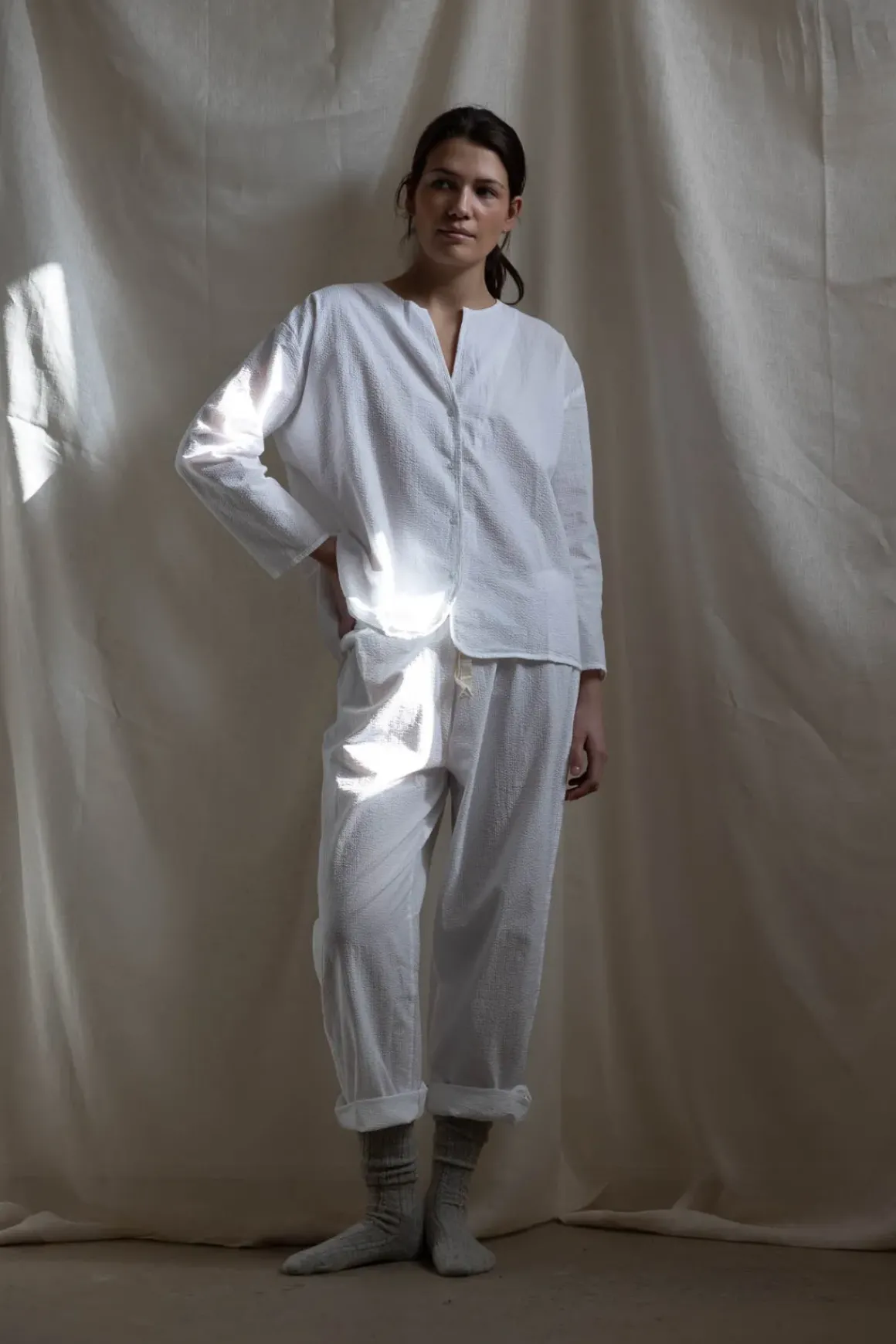Pyjamas - Seersucker White