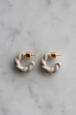 Øreringer - La Grande Bellezza Hoops 20mm Beige