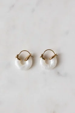 Øreringer - Petit White Swell Gold