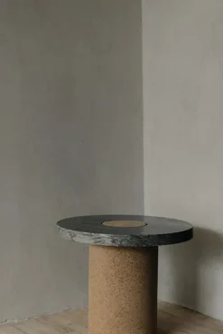Sidebord - Sintra h33cm dia39cm Black Marmor/Cork