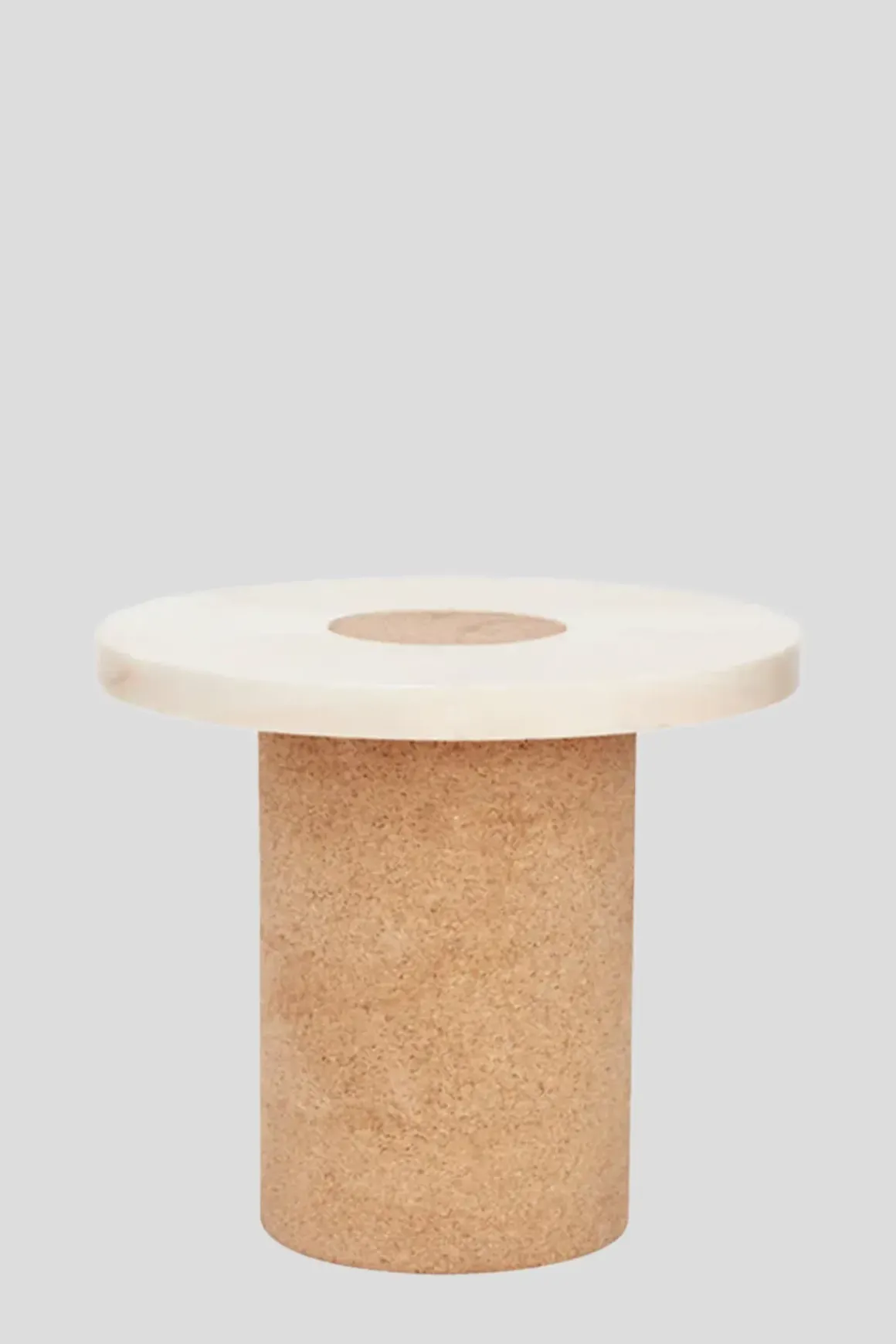 Sidebord - Sintra h33cm dia39cm White Marmor/Cork