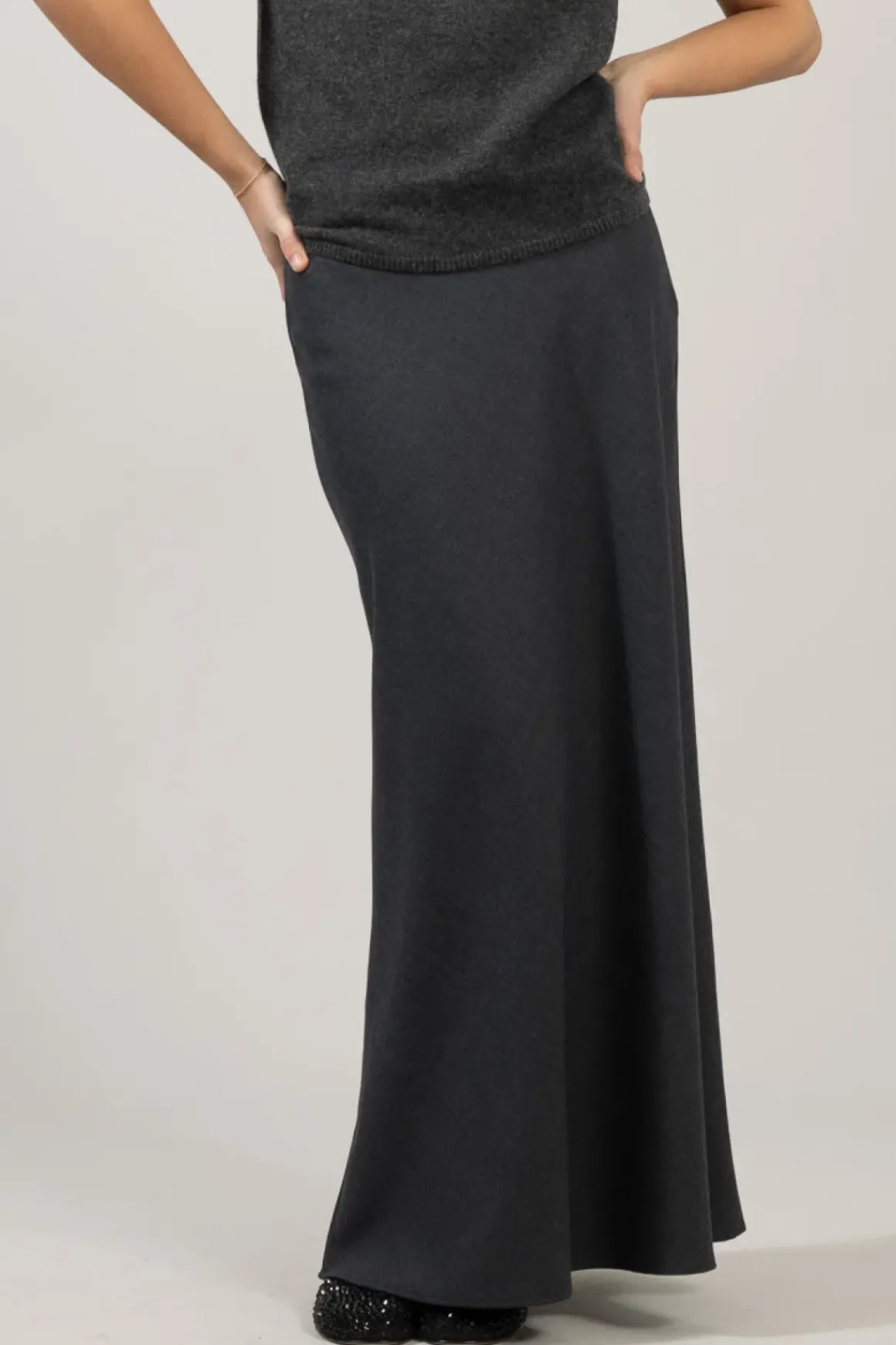 Skjørt - Bias Cut Maxi Charcoal Grey