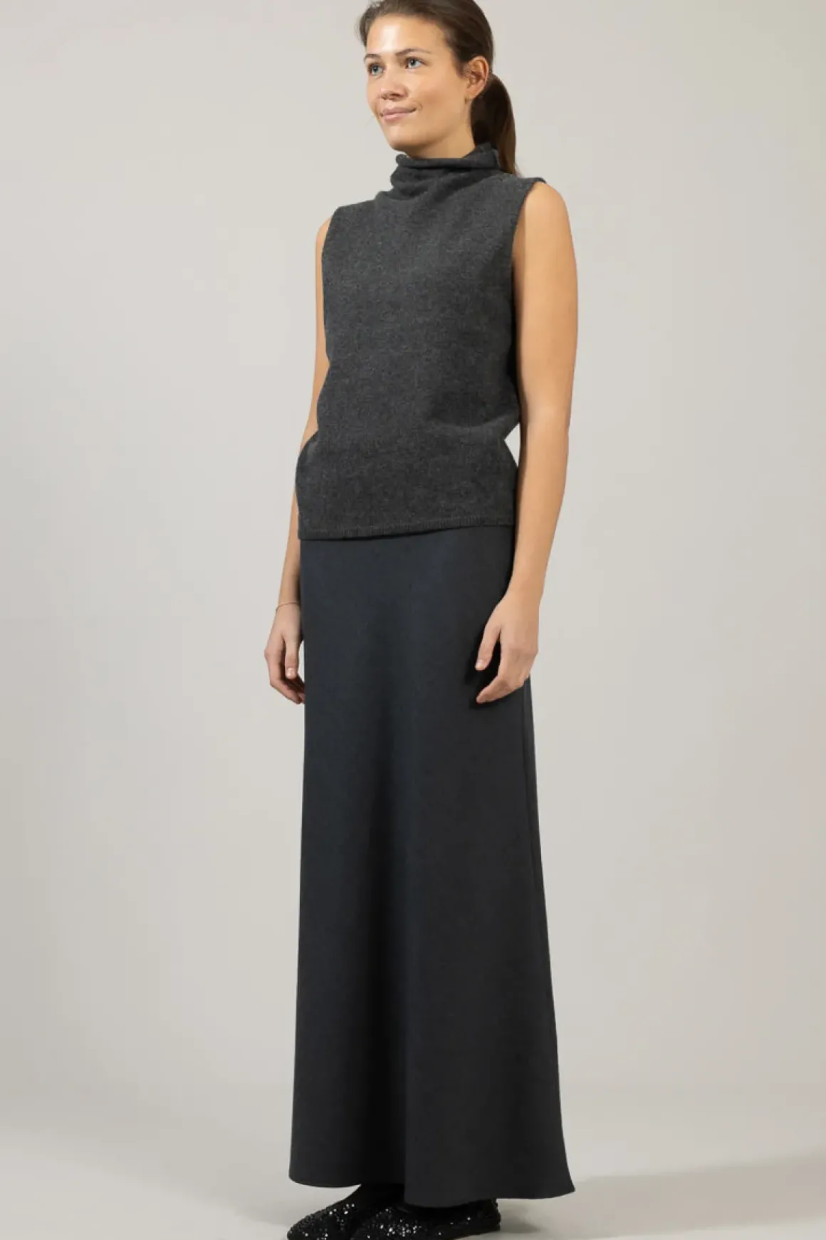 Skjørt - Bias Cut Maxi Charcoal Grey