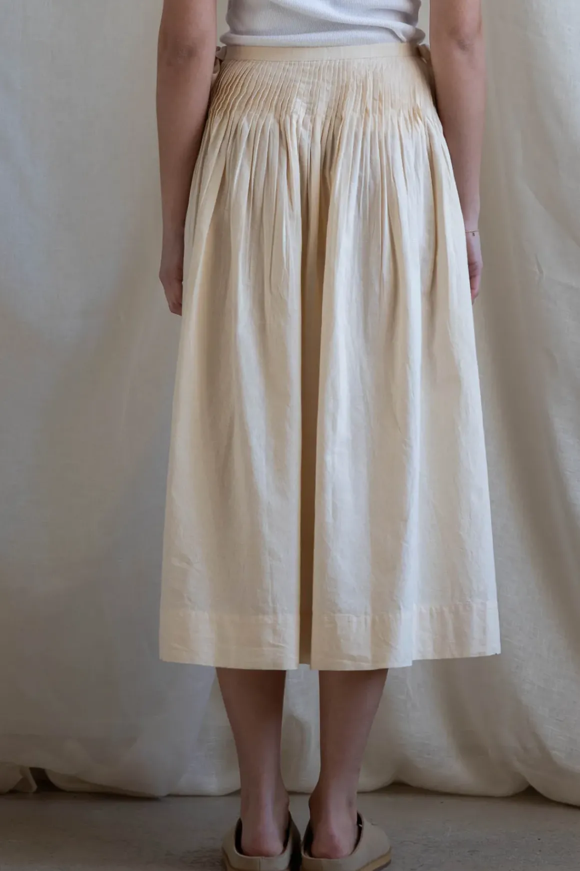 Skjørt - Pleated Cotton Linen
