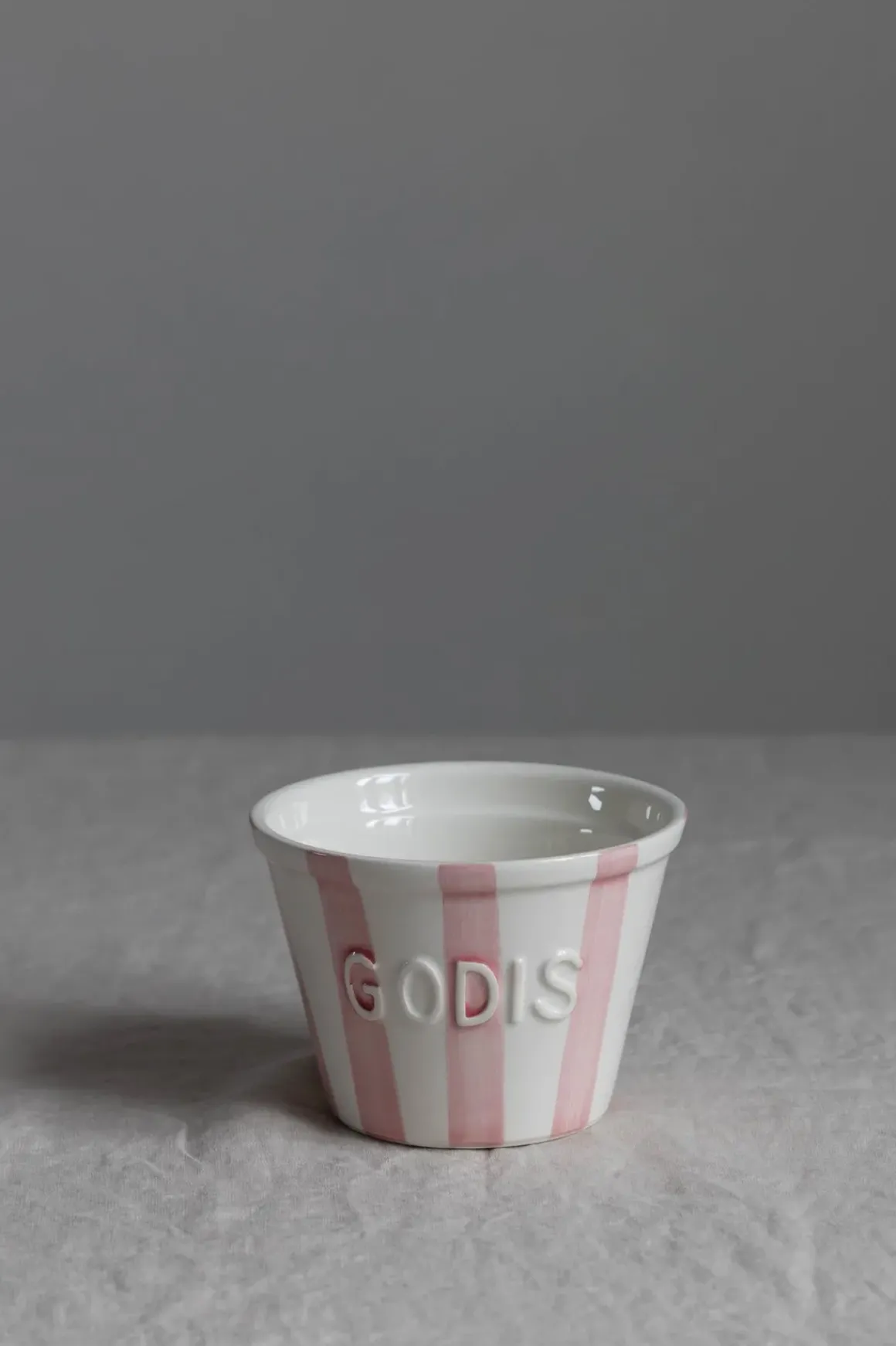 Skål - Godis Striper Rosa/Hvit