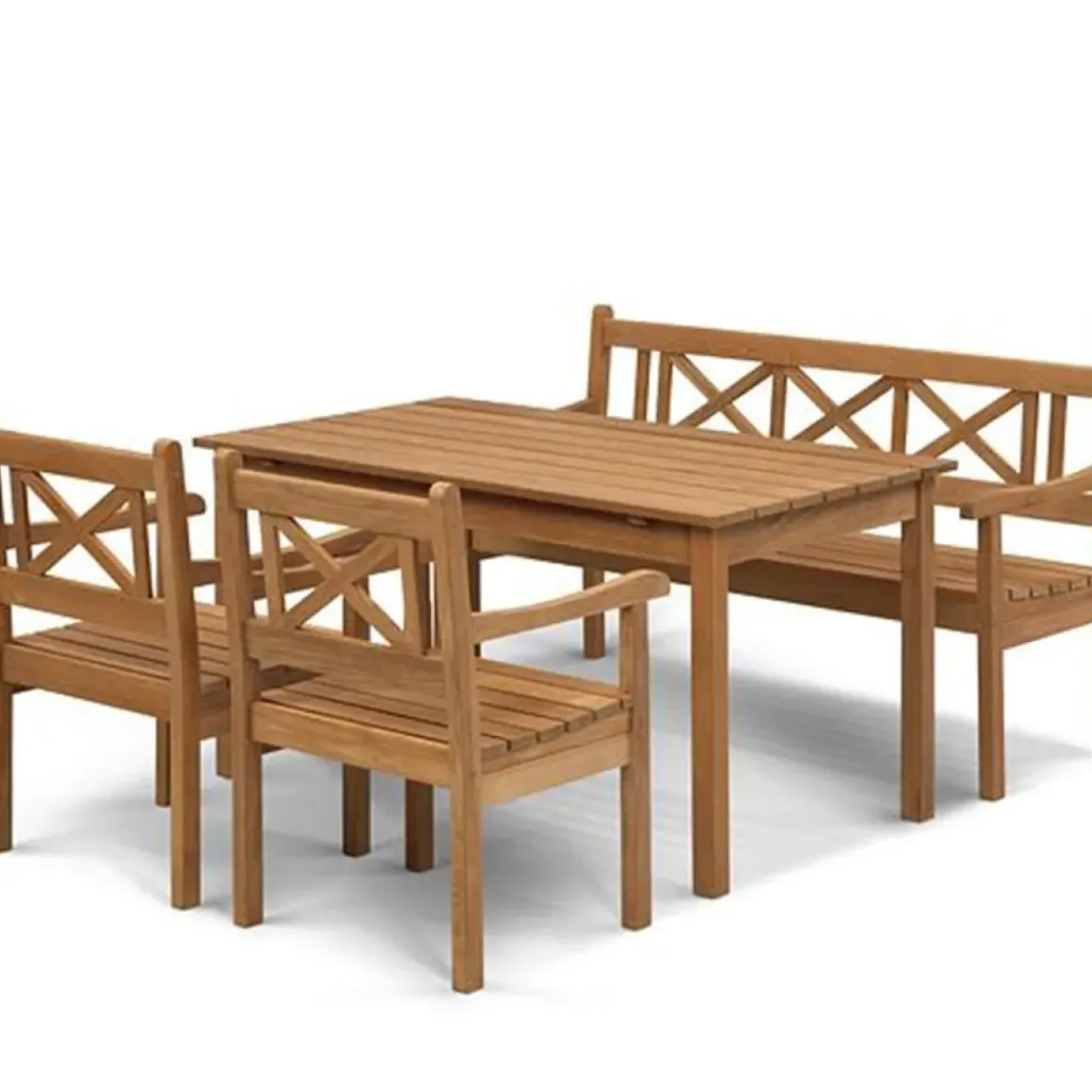 Spisegruppe - Skagen 1 bord + 1 benk + 2 stoler Teak