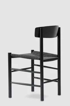 Spisestuestol - J39 Folkestolen Sortlakkert Eik / Sort Papirgarn