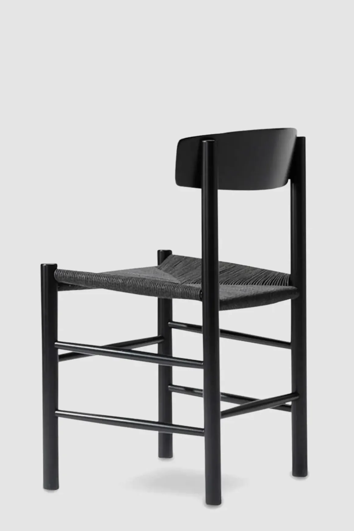 Spisestuestol - J39 Folkestolen Sortlakkert Eik / Sort Papirgarn
