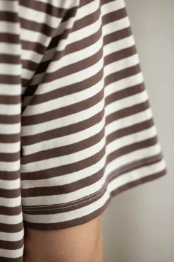 T-Skjorte - Classic Circular Tee Striped Mix Coffee
